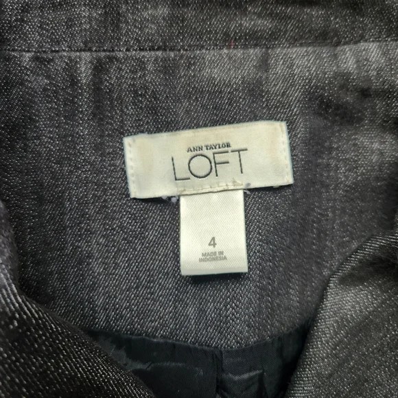 Ann Taylor LOFT Jean Jacket Womens 4 Bell Sleeves Denim Gray Black - Picture 4 of 11